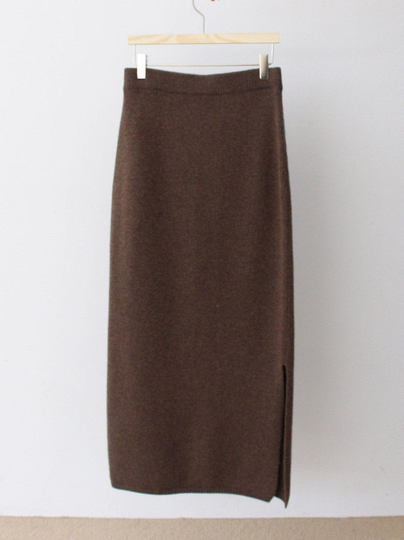 WOOL CASHMERE KNIT SKIRT WITH SLIT