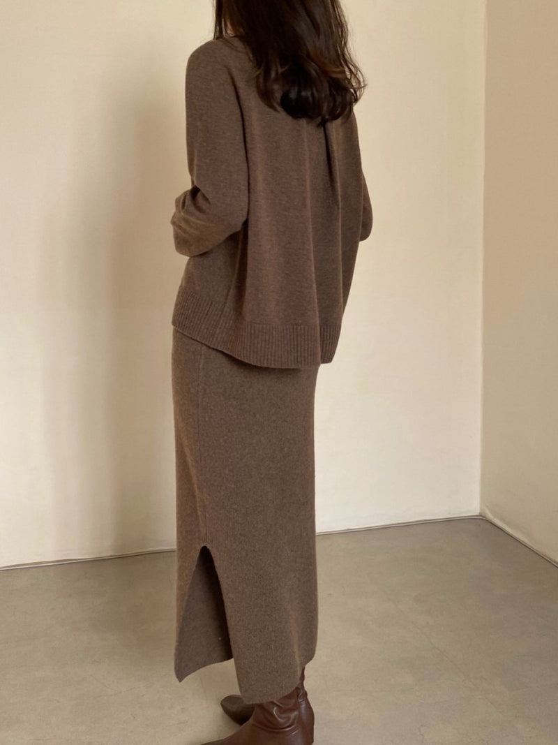 WOOL CASHMERE KNIT SKIRT WITH SLIT