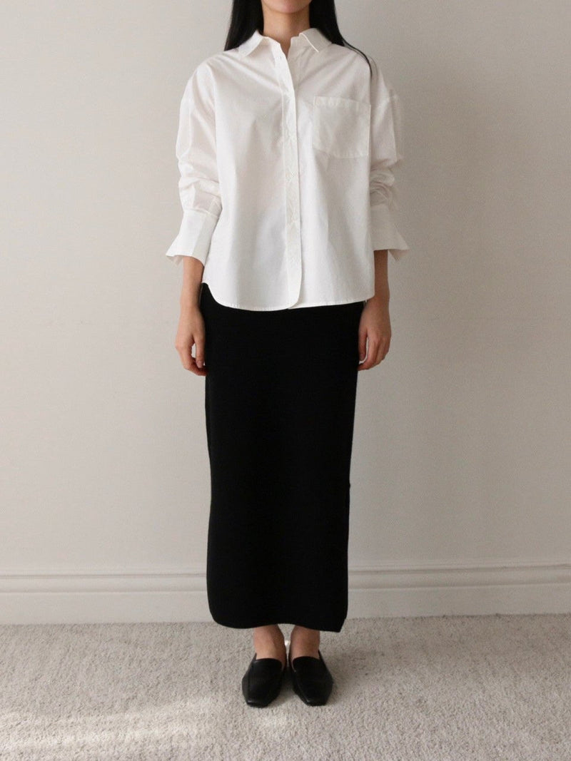 WOOL CASHMERE KNIT SKIRT WITH SLIT