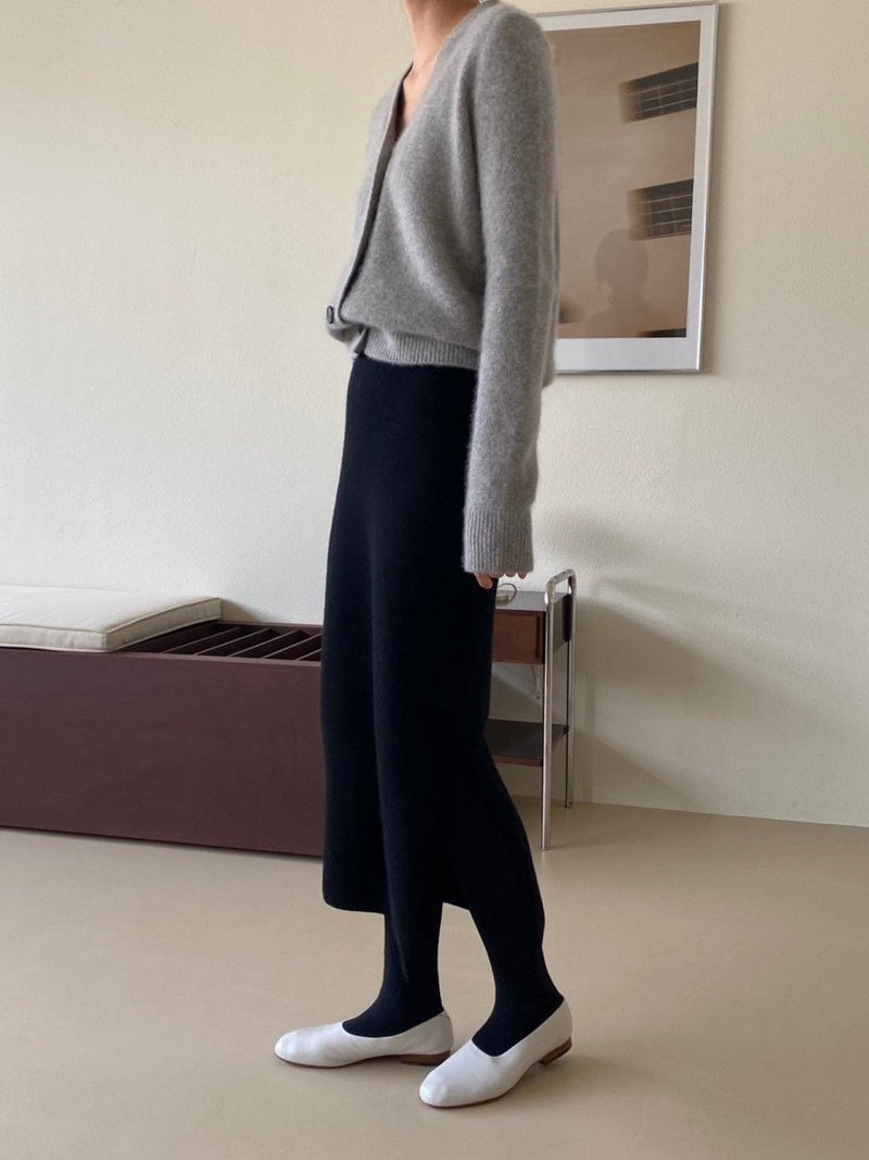 WOOL CASHMERE KNIT SKIRT WITH SLIT
