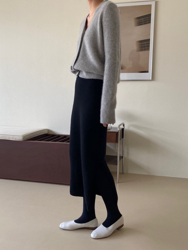 WOOL CASHMERE KNIT SKIRT WITH SLIT