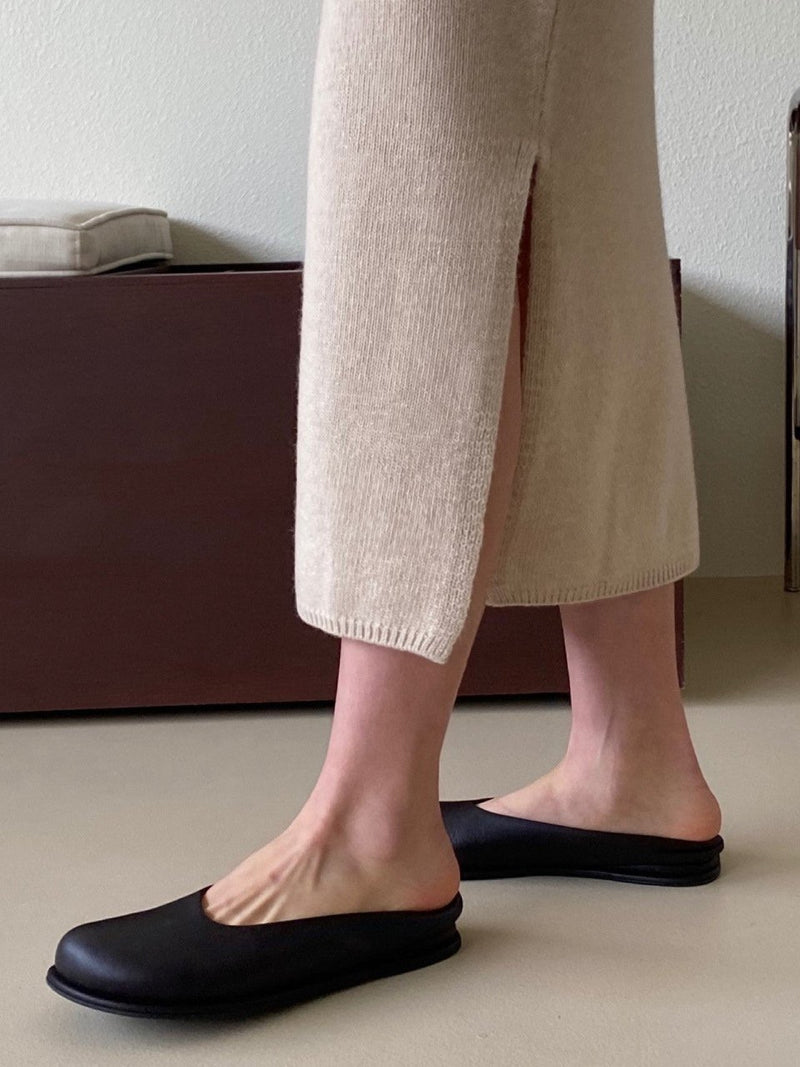 WOOL CASHMERE KNIT SKIRT WITH SLIT