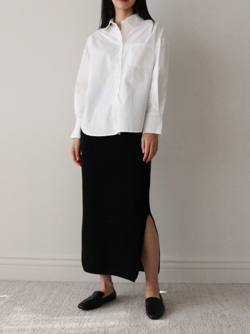 WOOL CASHMERE KNIT SKIRT WITH SLIT