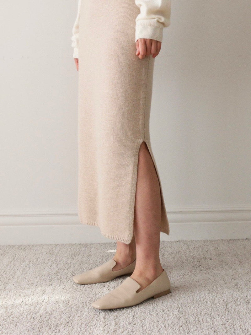 WOOL CASHMERE KNIT SKIRT WITH SLIT