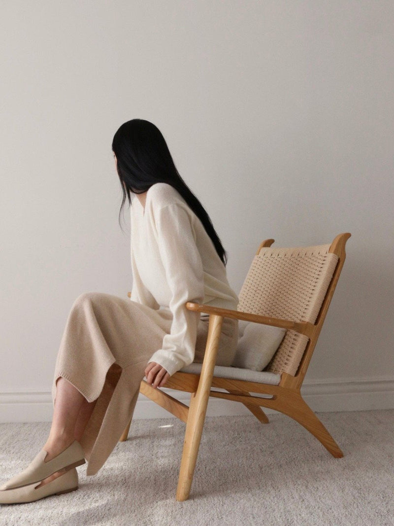 WOOL CASHMERE KNIT SKIRT WITH SLIT