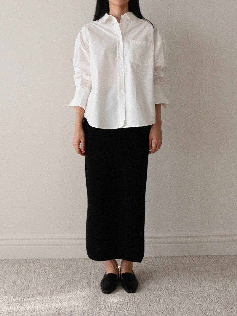 WOOL CASHMERE KNIT SKIRT WITH SLIT