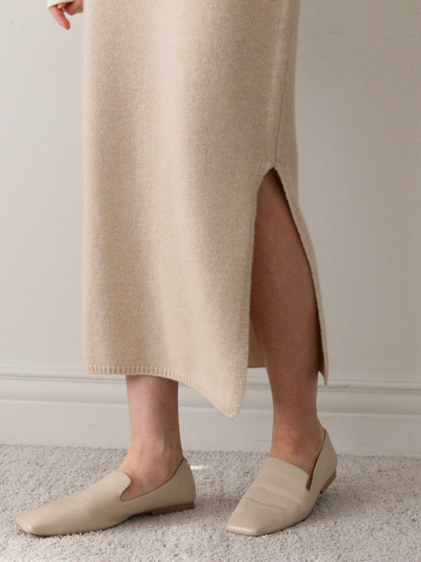WOOL CASHMERE KNIT SKIRT WITH SLIT