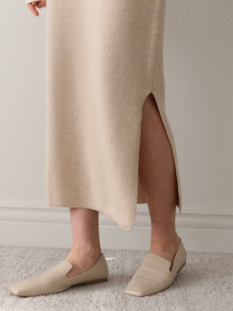 WOOL CASHMERE KNIT SKIRT WITH SLIT