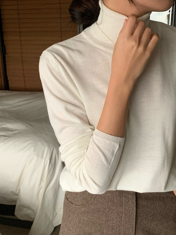WOOL CASHMERE STAPLE TURTLENECK KNIT
