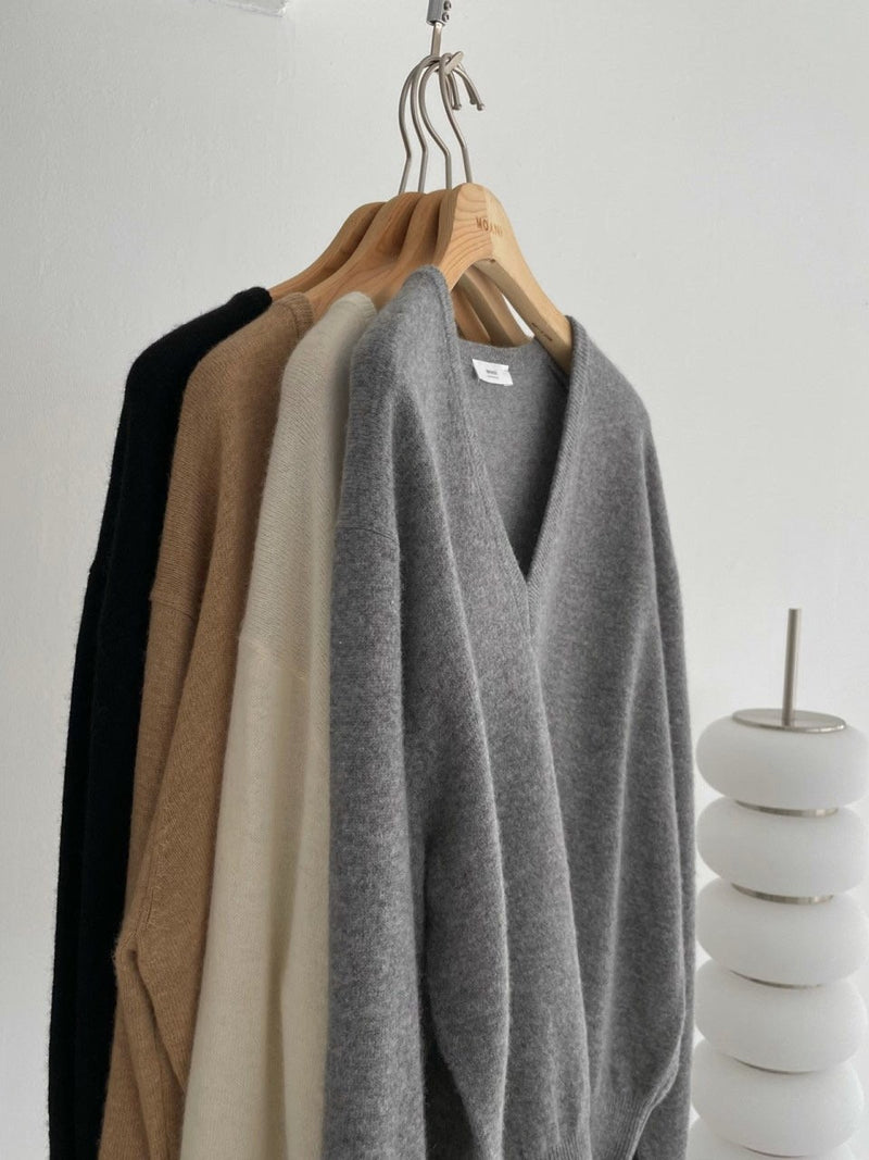 WOOL CASHMERE V NECK KNIT