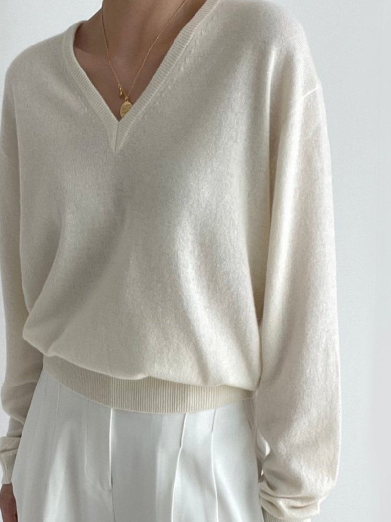 WOOL CASHMERE V NECK KNIT