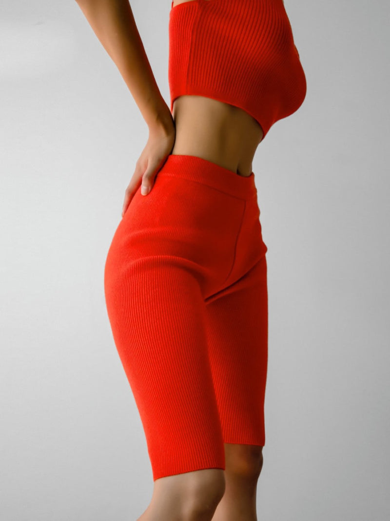 WOOL RIBBED KNIT BIKE PANTS