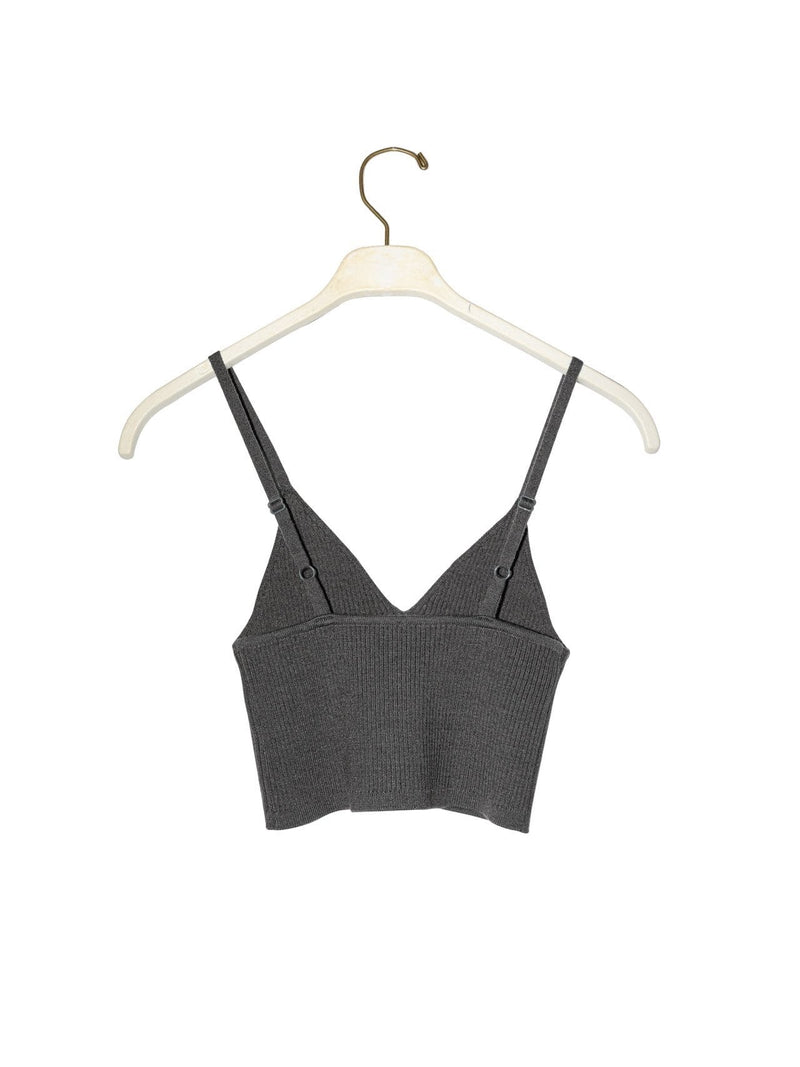 WOOL RIBBED KNIT CROPPED BUSTIER