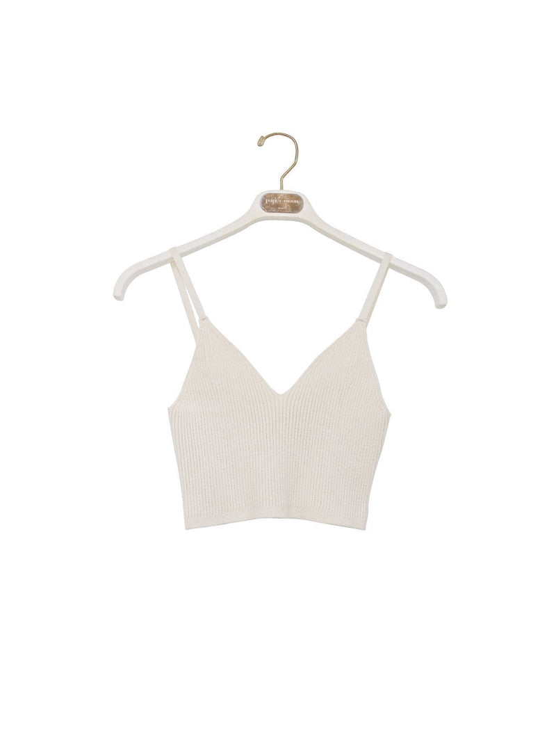 WOOL RIBBED KNIT CROPPED BUSTIER