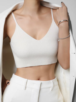 WOOL RIBBED KNIT CROPPED BUSTIER
