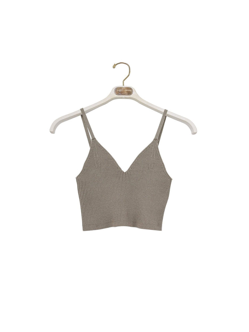 WOOL RIBBED KNIT CROPPED BUSTIER