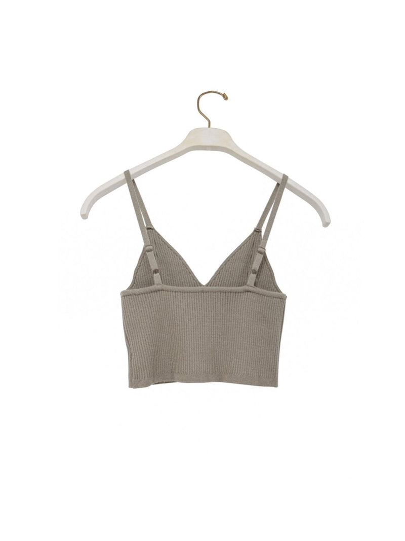 WOOL RIBBED KNIT CROPPED BUSTIER