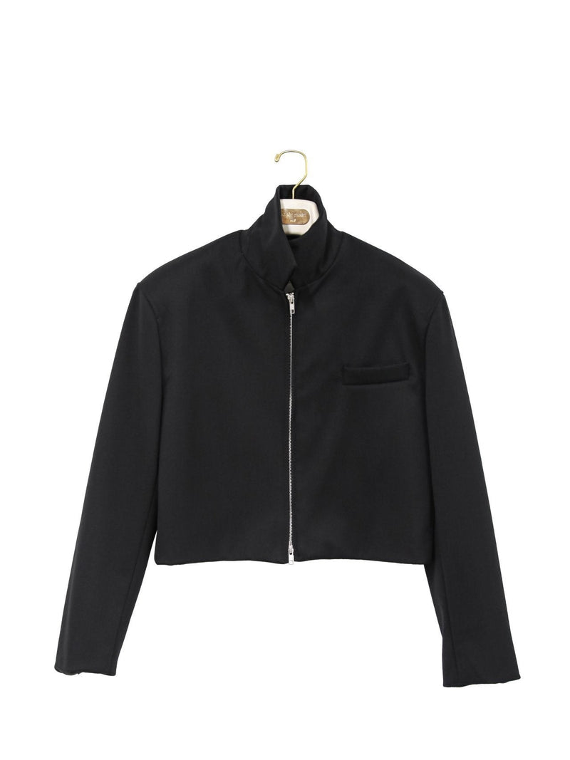 WOOL TWILL CROPPED TWO WAY ZIP JACKET