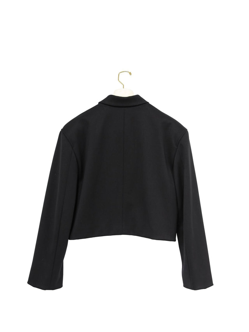 WOOL TWILL CROPPED TWO WAY ZIP JACKET