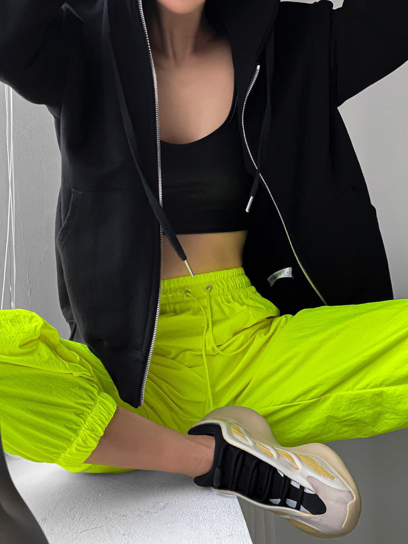 ZIP UP UNBALANCED COTTON HOODIE