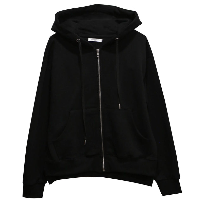 ZIP UP UNBALANCED COTTON HOODIE
