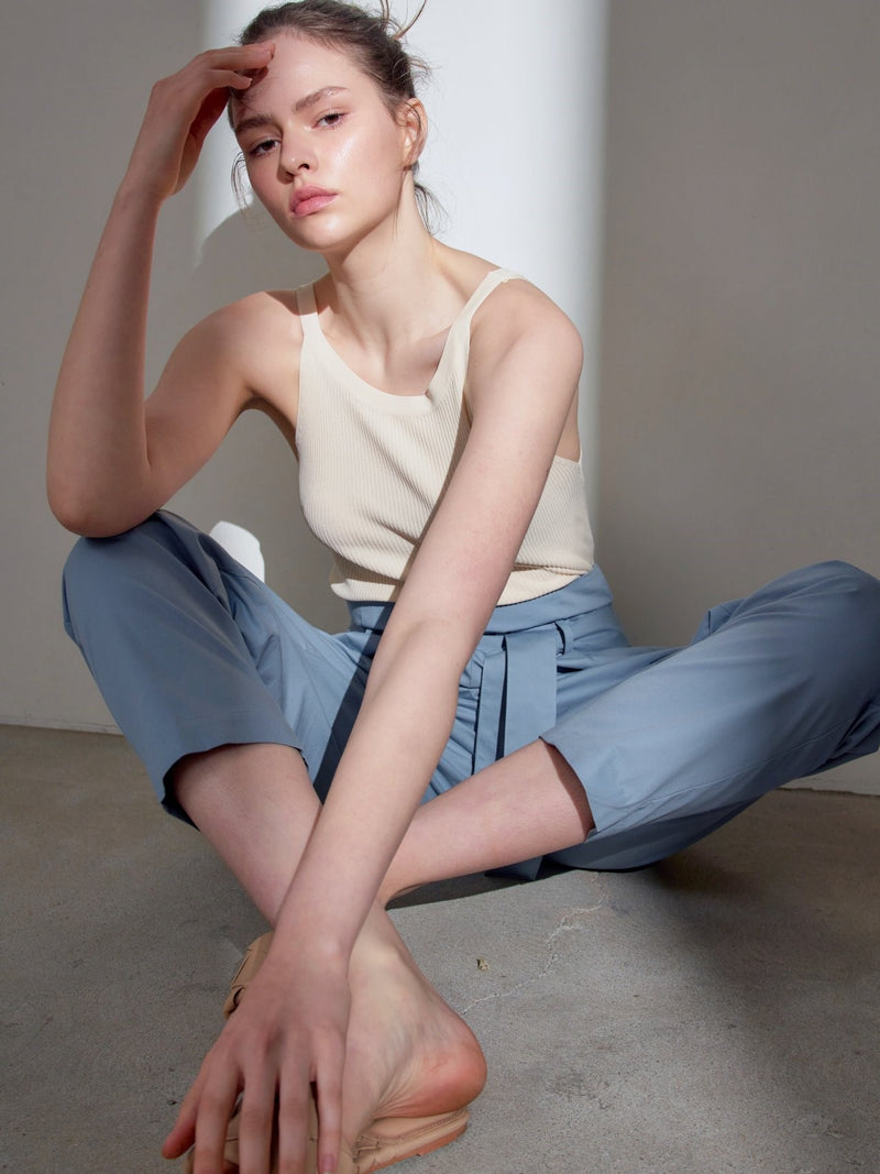 RUFFLE BELTED TROUSERS