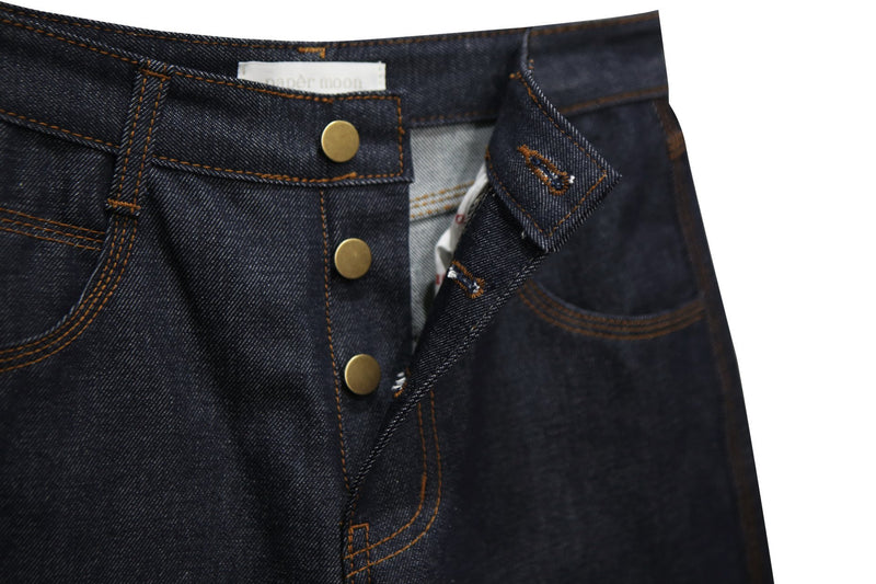 BUTTON STITCH DETAIL DENIM PANTS