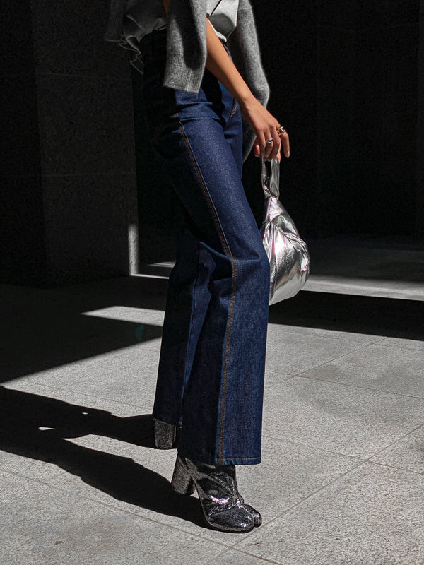 BUTTON STITCH DETAIL DENIM PANTS