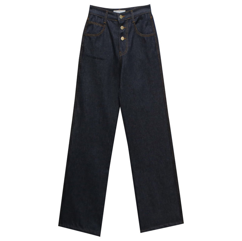 BUTTON STITCH DETAIL DENIM PANTS
