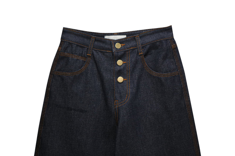 BUTTON STITCH DETAIL DENIM PANTS