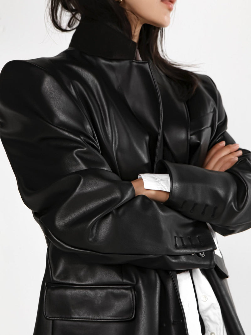 OVERSIZED VEGAN LEATHER BLAZER