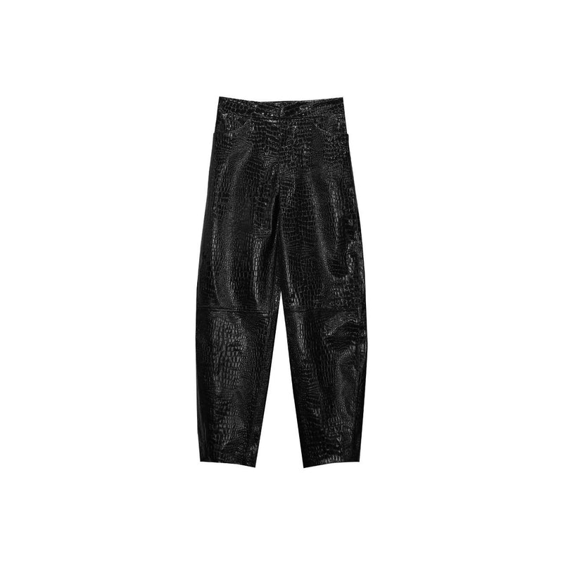 CROC LEATHER VOLUME TROUSERS