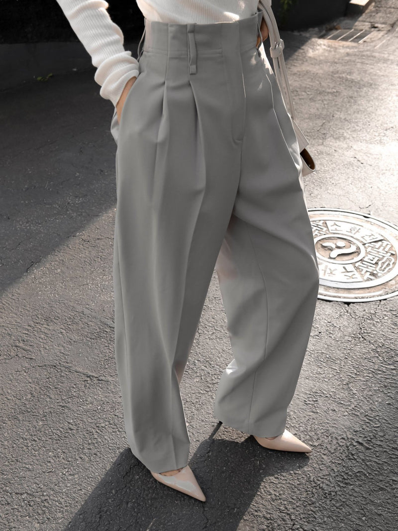 DOUBLE PLEATED STRETCH TROUSERS