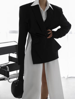 DRAPED WOOL BLAZER WITH OPEN BACK