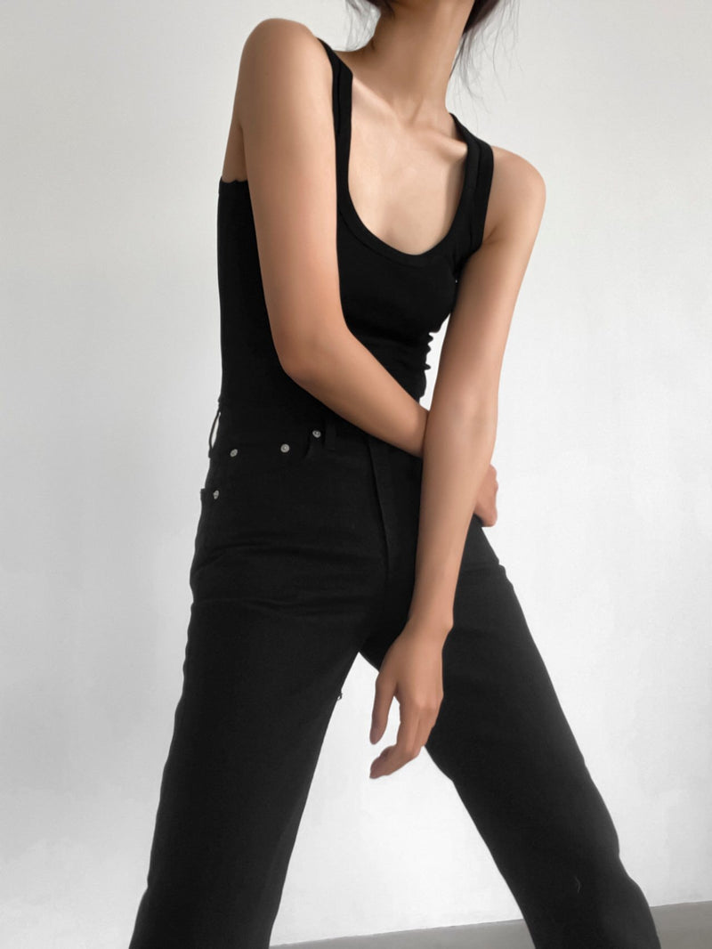 FLARED DENIM JEANS WITH SLIT