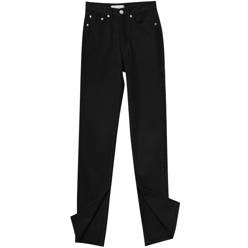 FLARED DENIM JEANS WITH SLIT