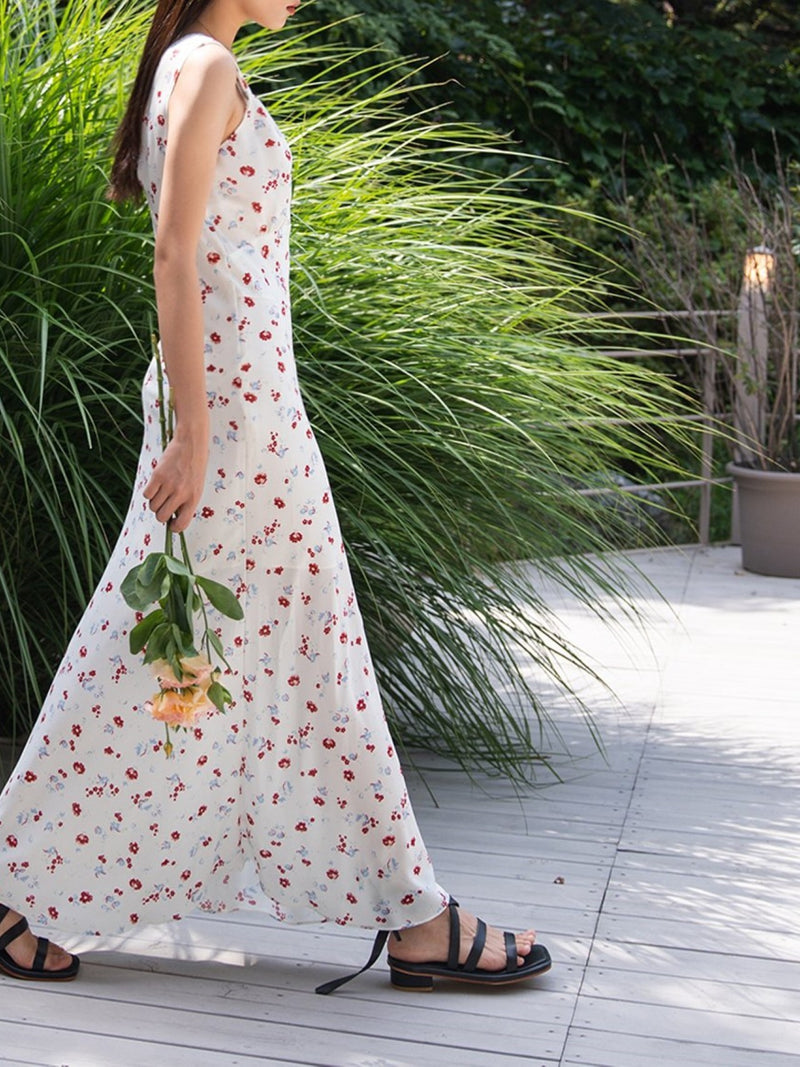 FLORAL DRESS WITH CROSS OVER NECKLINE