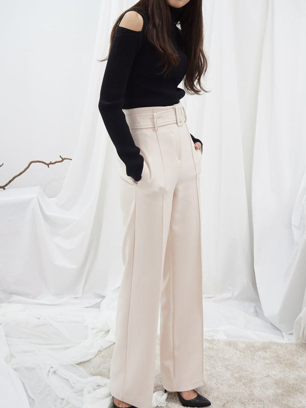 HIGH WAISTED BELTED TROUSERS