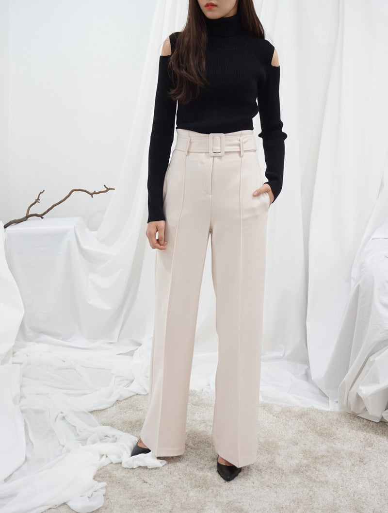 HIGH WAISTED BELTED TROUSERS