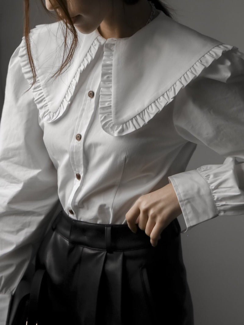 OVERSIZED SHAWL COLLAR COTTON BLOUSE