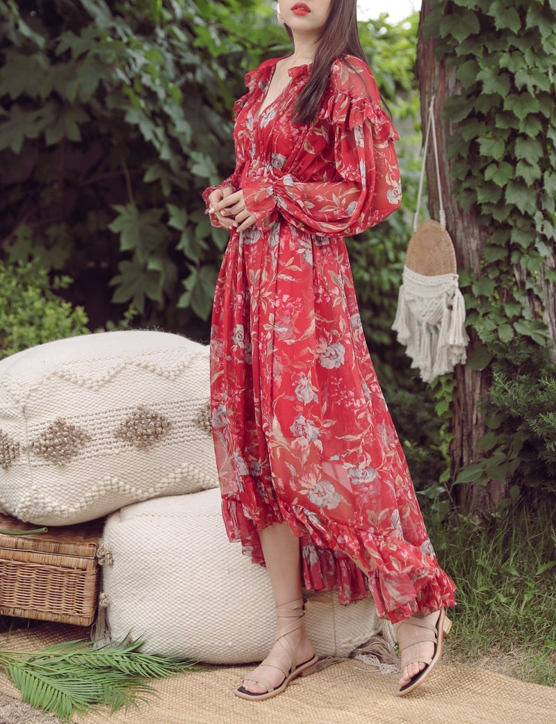 FLORAL CHIFFON GEORGETTE DRESS