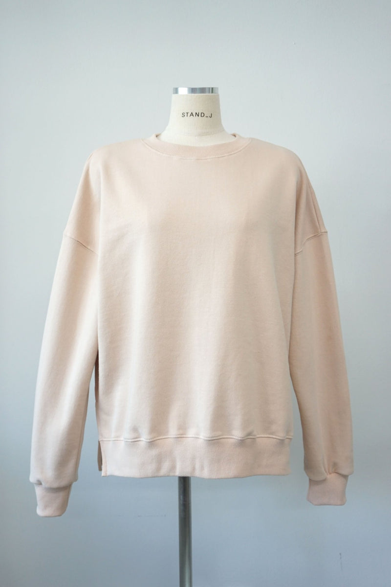 BASIC COTTON SWEATSHIRT WITH SIDE SLIT