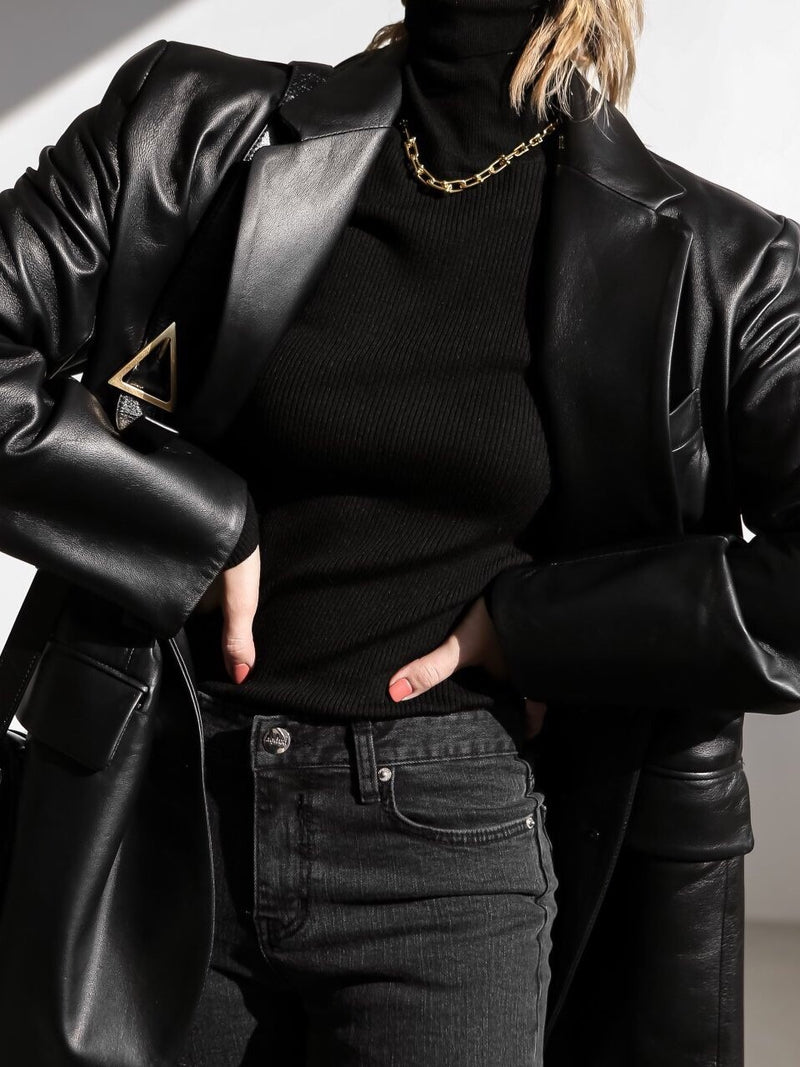 CLASSIC OVERSIZED LEATHER BLAZER