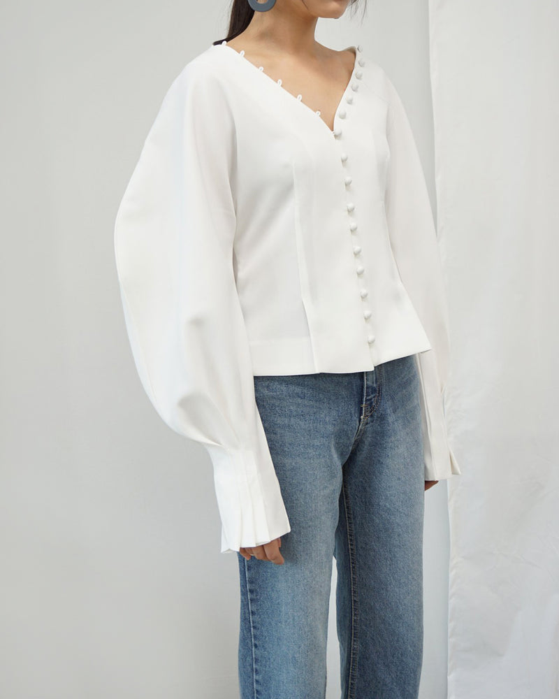 BUTTONED BALLOON SLEEVE BLOUSE
