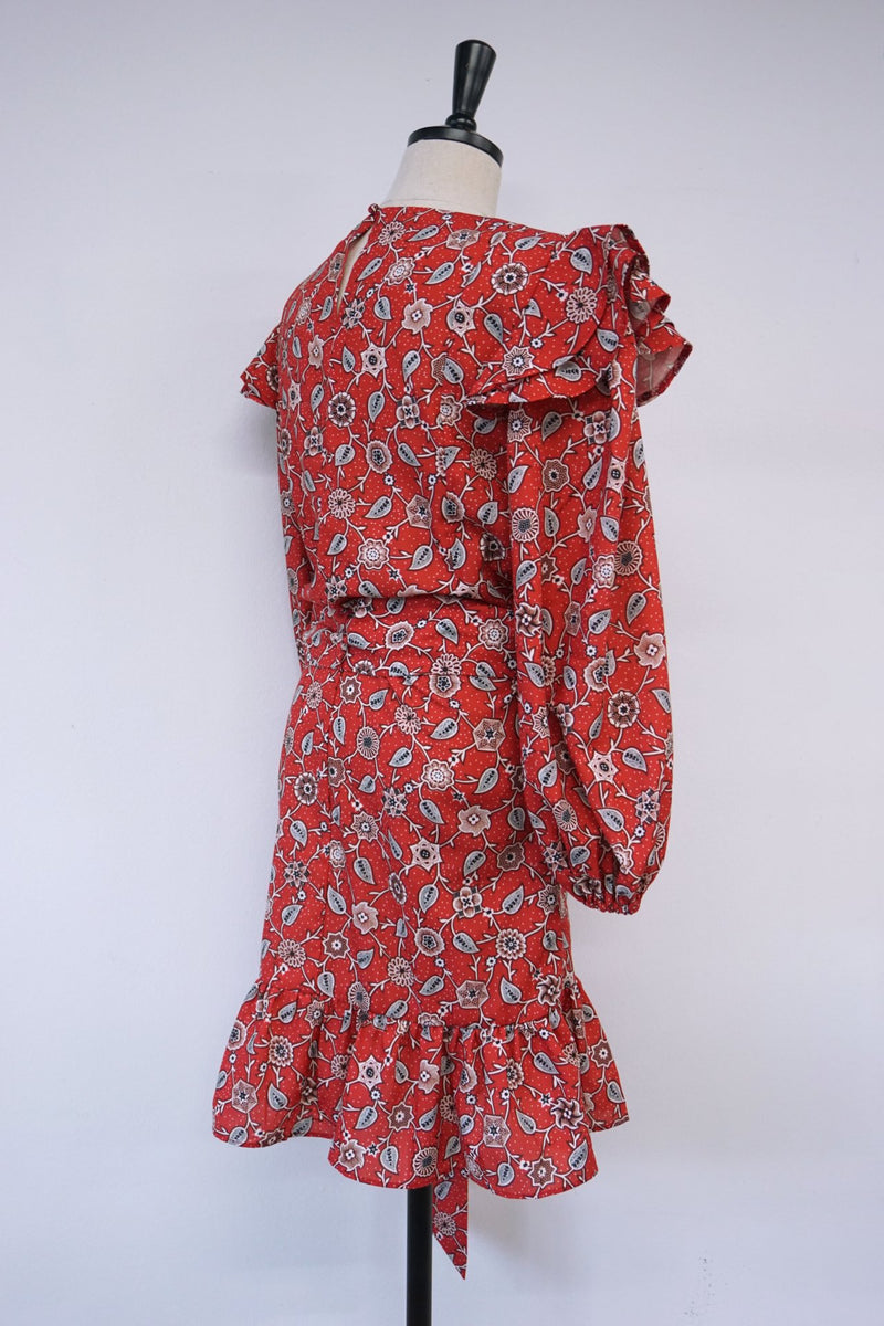 FLORAL PRINT RUFFLE DRESS