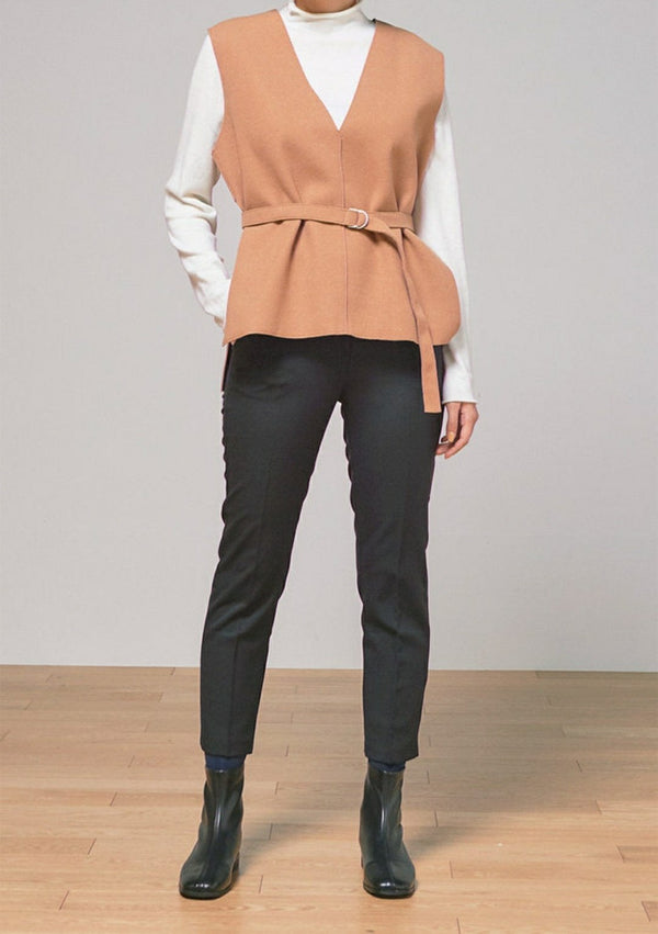 BELTED V-NECK VEST