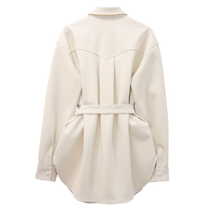 BELTED VEGAN LEATHER SHIRT