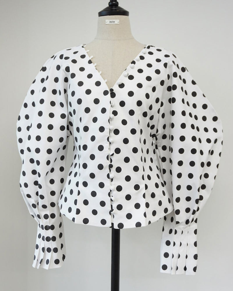 BUTTONED BALLOON SLEEVE BLOUSE