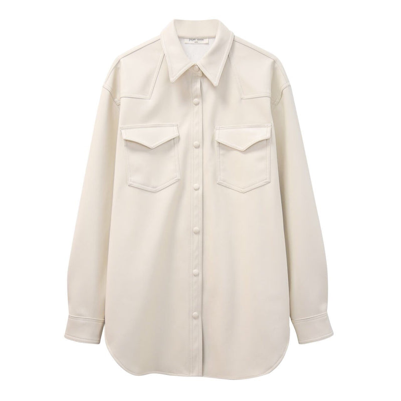BELTED VEGAN LEATHER SHIRT