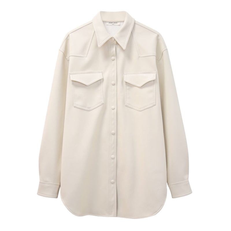 BELTED VEGAN LEATHER SHIRT